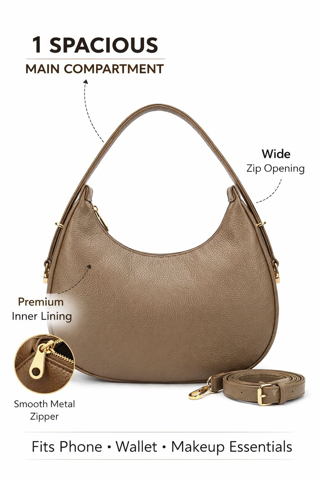 PINAKII Minimalist Crescent Shoulder Bag - Image 6