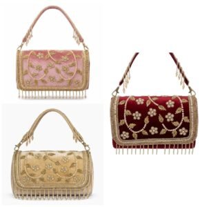 PINAKII Royal Velvet Embroidered Clutch